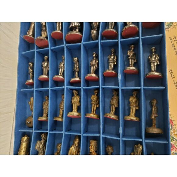 CHARLEMAGNE CRUSADES Chess Pieces Set Nickel & Bronze Firenze Italy vintage rare - Picture 15 of 16